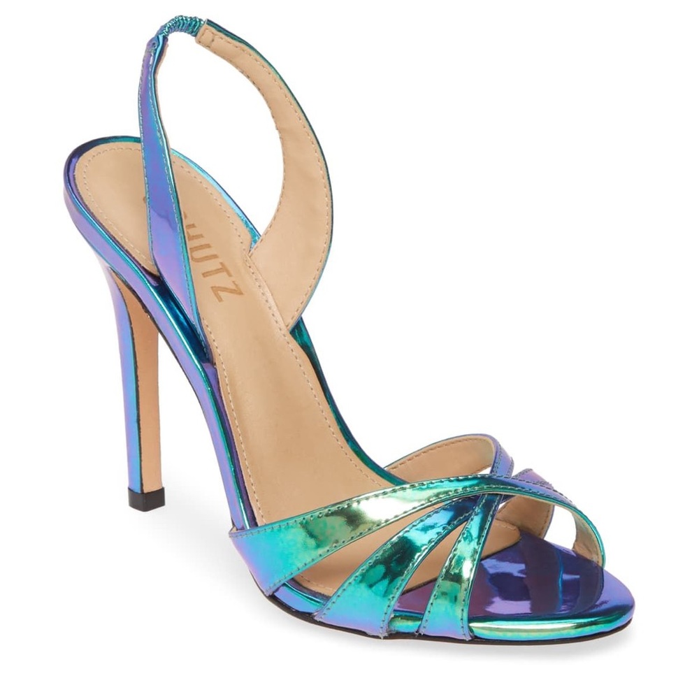 SCHUTZ GREEN CHAYANNE SANDAL HEELS